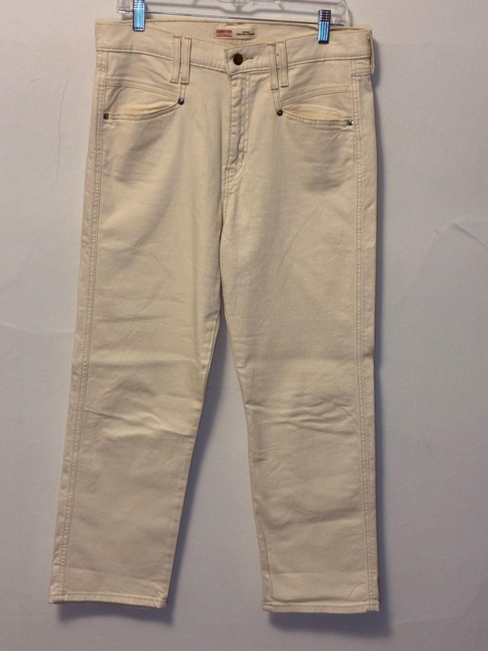 New Trendy Cream Colored Levi’s  Straight-Leg High Waist Jeans 10